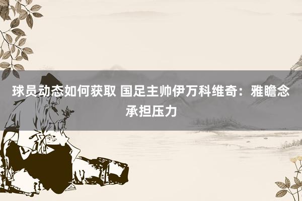 球员动态如何获取 国足主帅伊万科维奇：雅瞻念承担压力