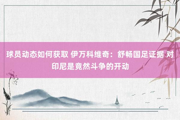 球员动态如何获取 伊万科维奇：舒畅国足证据 对印尼是竟然斗争的开动