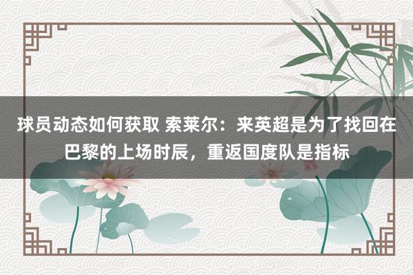 球员动态如何获取 索莱尔：来英超是为了找回在巴黎的上场时辰，重返国度队是指标