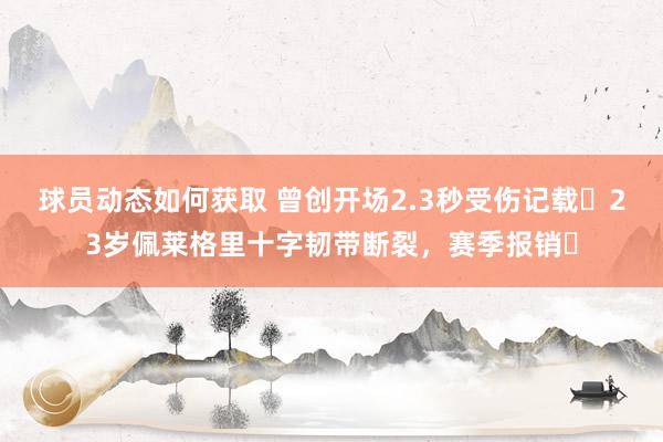 球员动态如何获取 曾创开场2.3秒受伤记载❗23岁佩莱格里十字韧带断裂，赛季报销❗