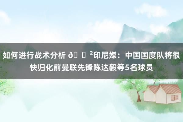 如何进行战术分析 😲印尼媒：中国国度队将很快归化前曼联先锋陈达毅等5名球员