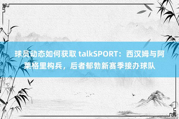 球员动态如何获取 talkSPORT：西汉姆与阿莱格里构兵，后者郁勃新赛季接办球队