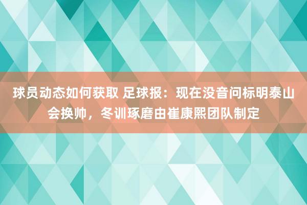 球员动态如何获取 足球报：现在没音问标明泰山会换帅，冬训琢磨由崔康熙团队制定