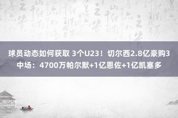 球员动态如何获取 3个U23！切尔西2.8亿豪购3中场：4700万帕尔默+1亿恩佐+1亿凯塞多