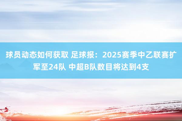 球员动态如何获取 足球报：2025赛季中乙联赛扩军至24队 中超B队数目将达到4支