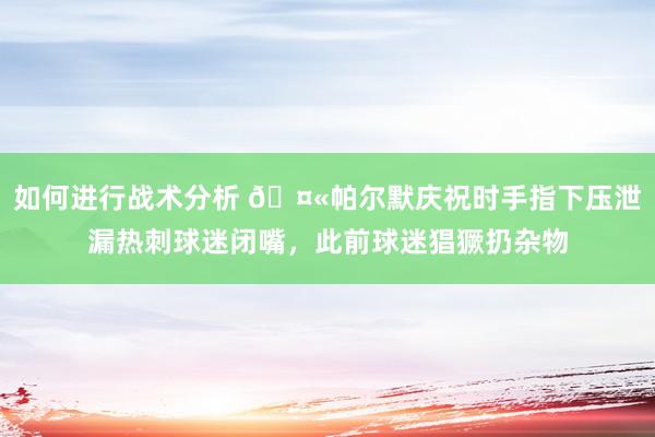 如何进行战术分析 🤫帕尔默庆祝时手指下压泄漏热刺球迷闭嘴，此前球迷猖獗扔杂物