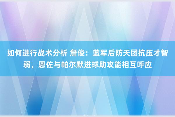 如何进行战术分析 詹俊：蓝军后防天团抗压才智弱，恩佐与帕尔默进球助攻能相互呼应