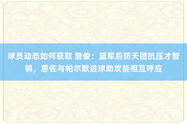 球员动态如何获取 詹俊：蓝军后防天团抗压才智弱，恩佐与帕尔默进球助攻能相互呼应