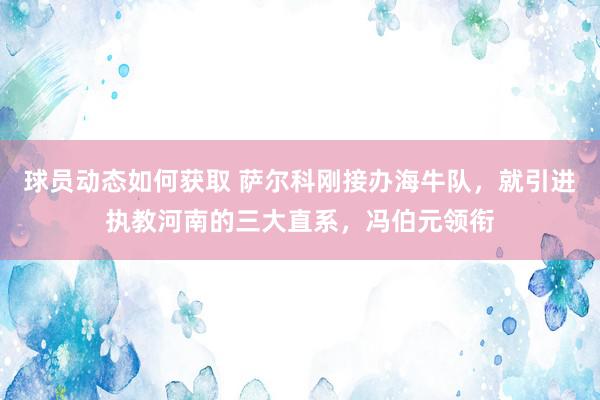 球员动态如何获取 萨尔科刚接办海牛队，就引进执教河南的三大直系，冯伯元领衔